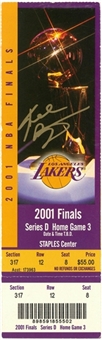 2001 Kobe Bryant Signed Los Angeles Lakers NBA Finals Game 3 Full Ticket - Kobe Scored 32 Pts. In Lakers Win (Beckett GEM MT 10 & Panini)